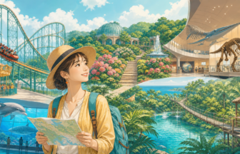 西日本の多様なパークを巡る女性旅行者