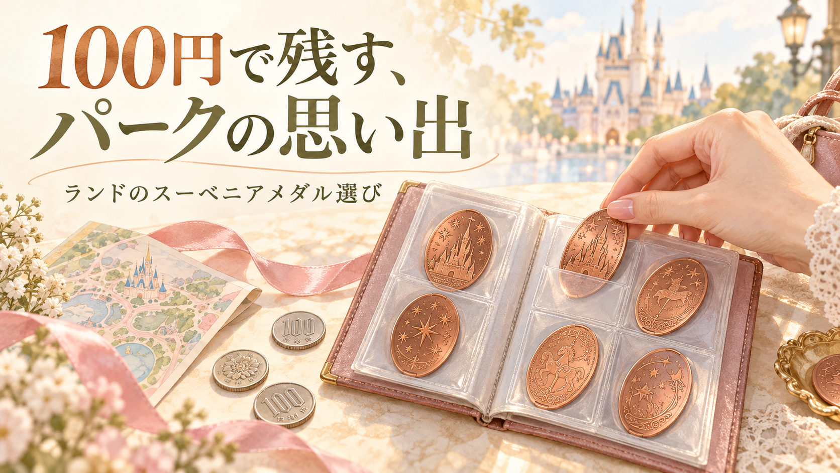 メダルを小さなアルバムに収める記念品選びのイメージ